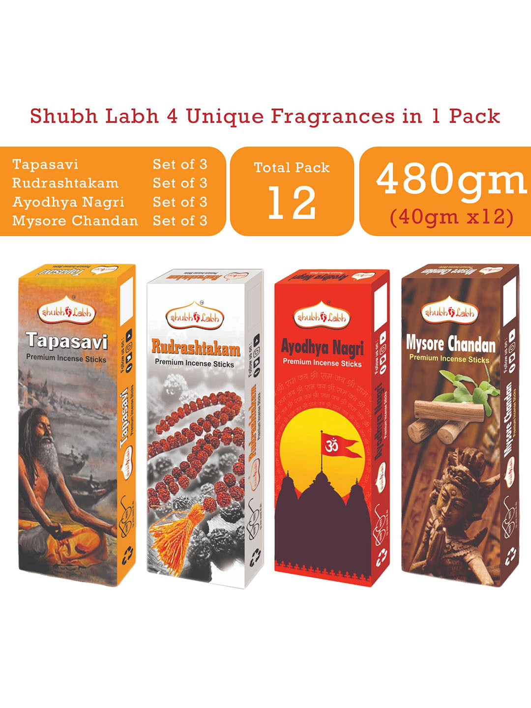

Shubh Labh Set of 12 Black Incense Sticks