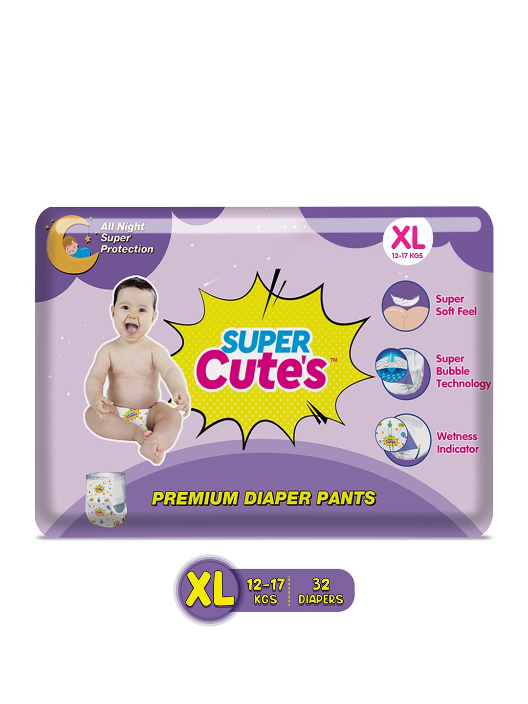 

Super Cutes Kids Premium Wonder Pullups Diapers - XL - 32 Pieces, Purple