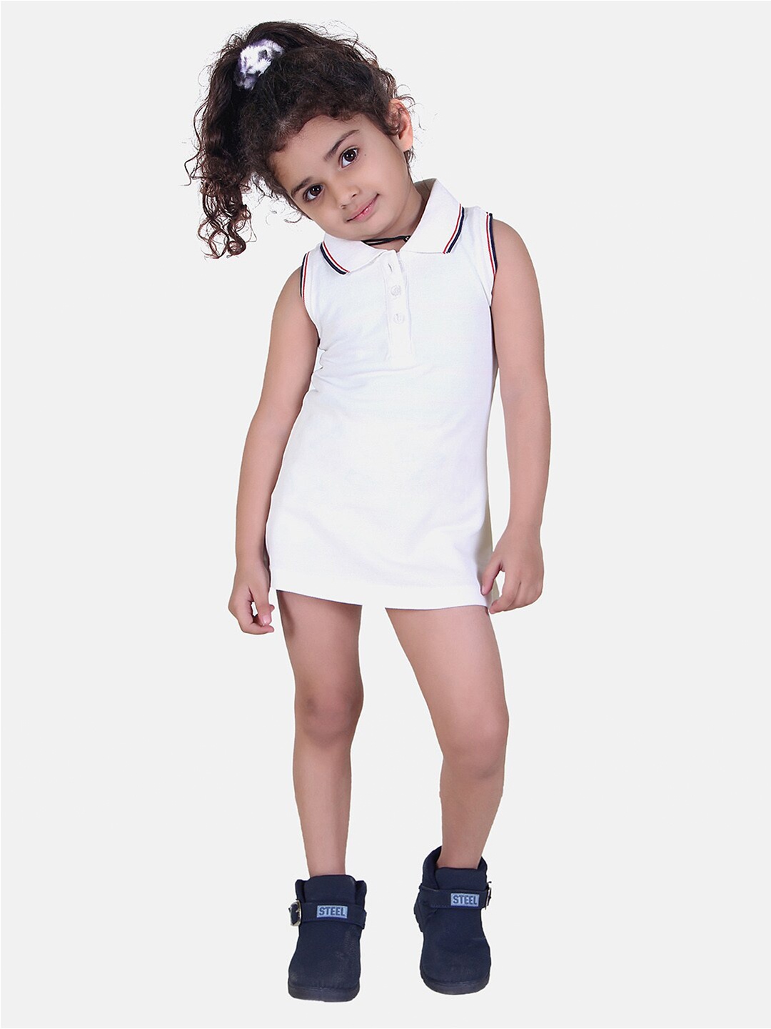 

KEPA Girls White Cotton T-shirt Mini Dress