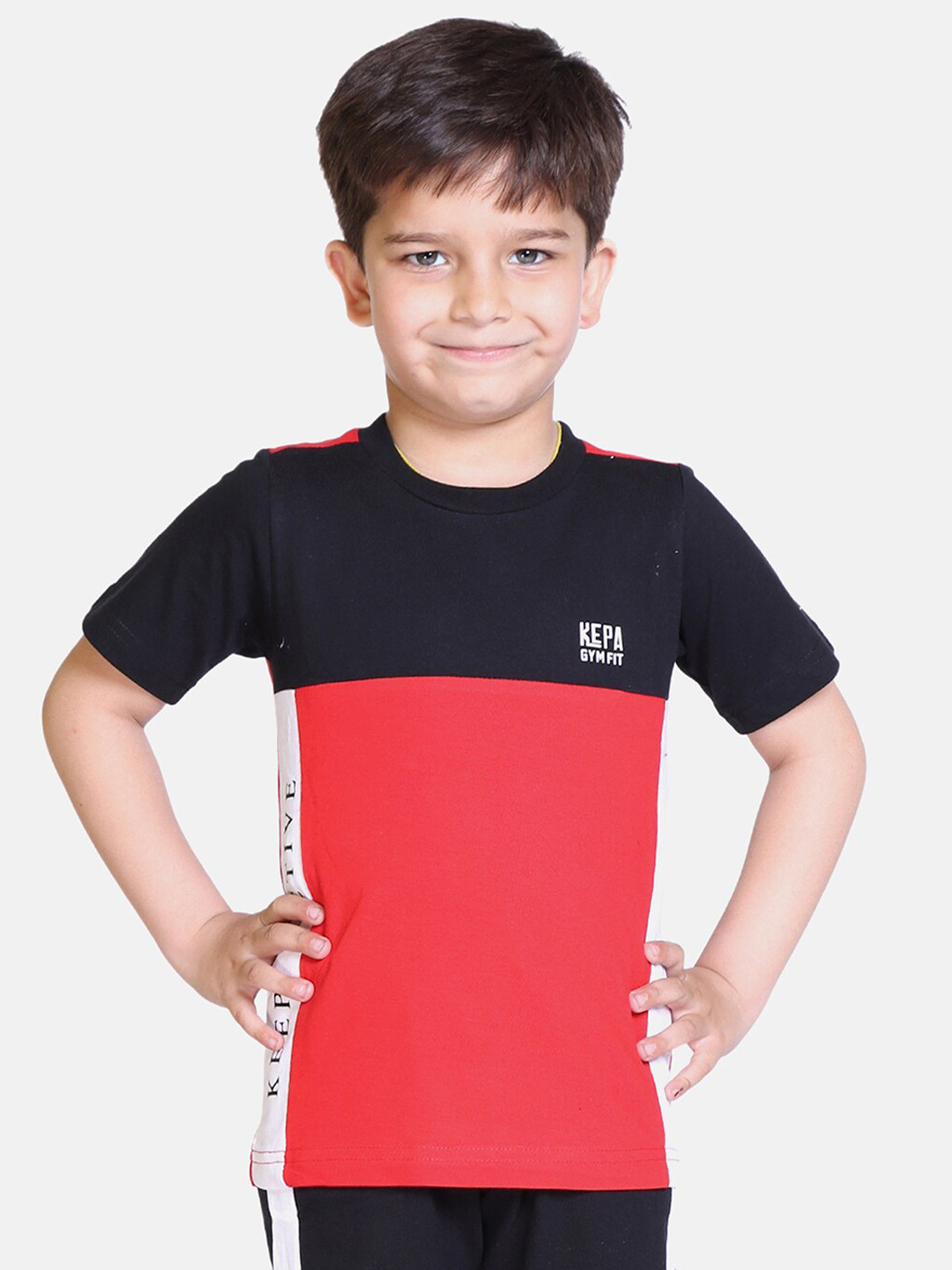 

KEPA Boys Navy Blue & Orange Printed T-shirt