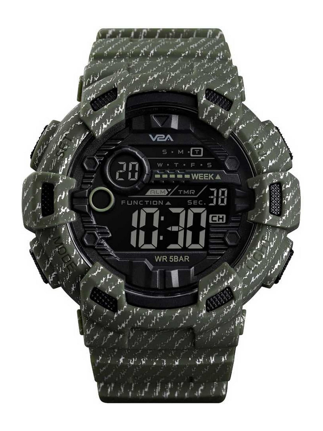 

V2A Men Green Embellished Dial Multi Function Watch V2A-1472-Denim-green