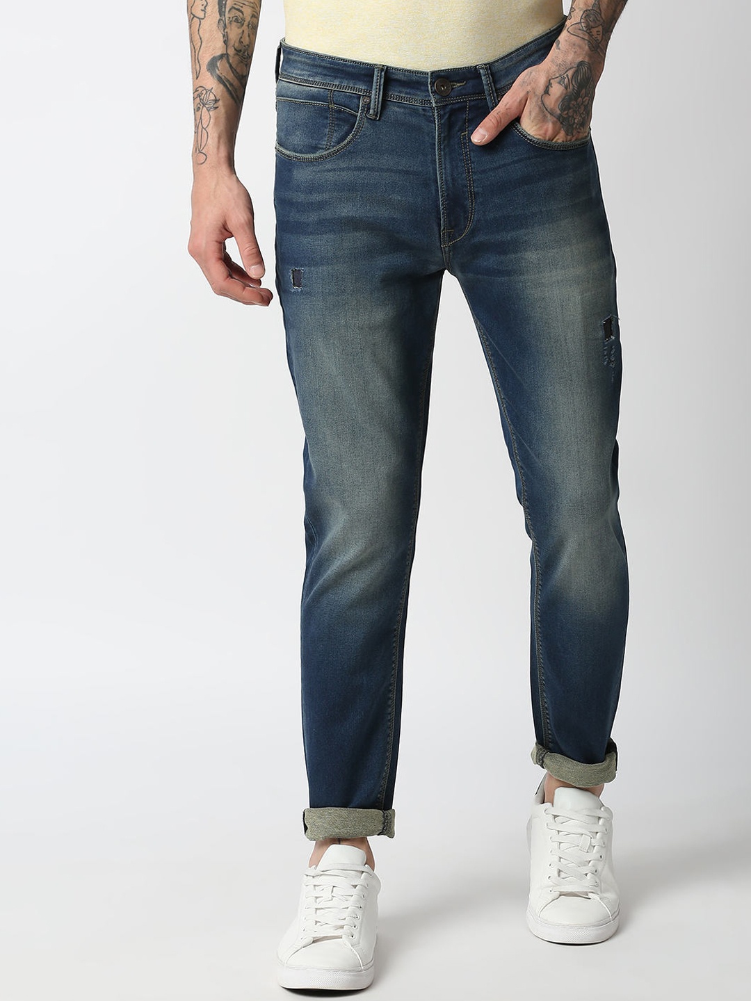 

Pepe Jeans Men Skinny Fit Heavy Fade Stretchable Jeans, Blue
