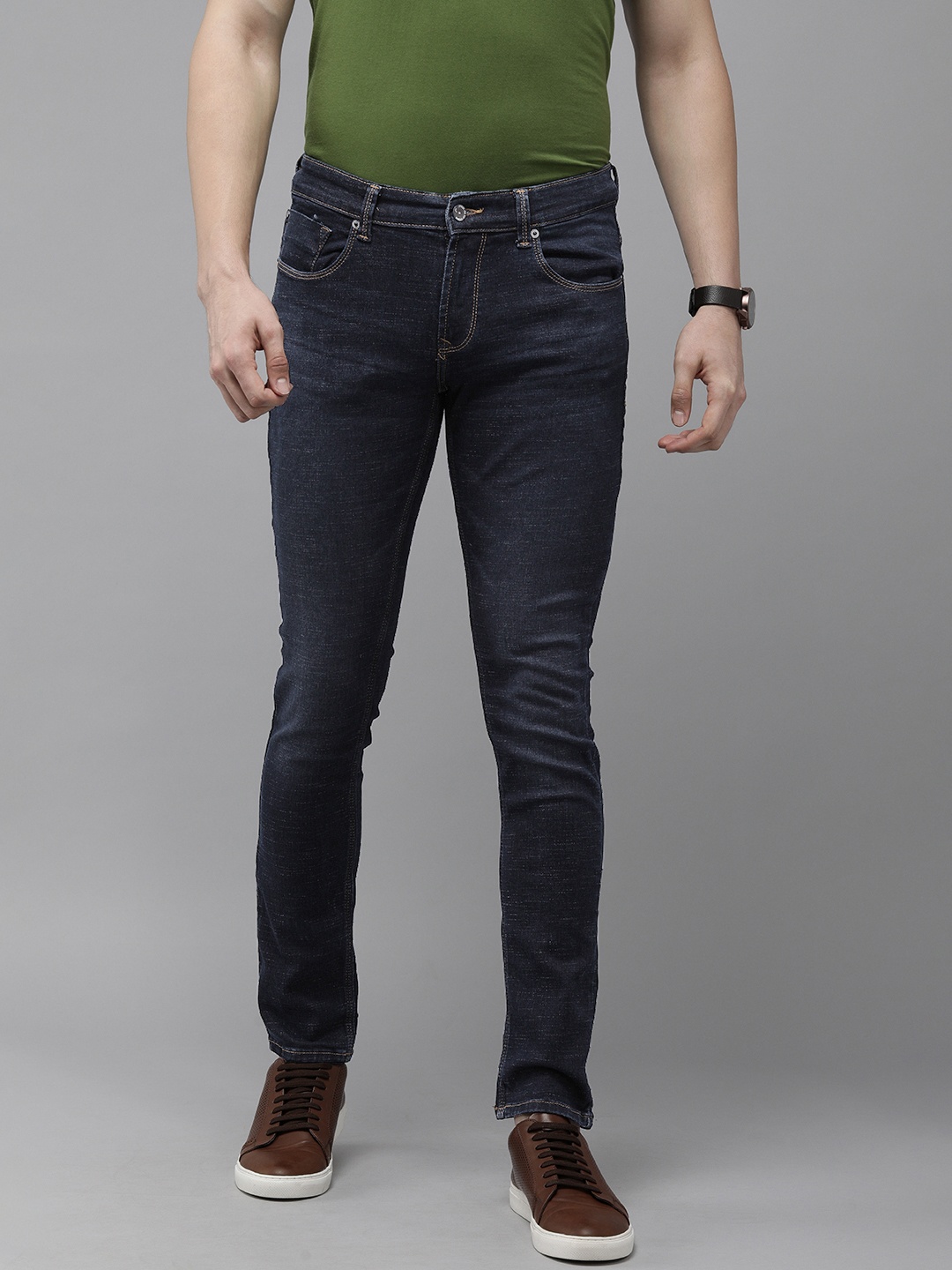 

SPYKAR Men Navy Blue Skinny Fit Low-Rise Light Fade Stretchable Casual Jeans