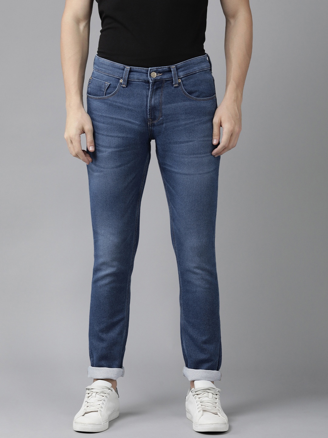 

SPYKAR Men Skinny Fit Low-Rise Light Fade Stretchable Jeans, Blue
