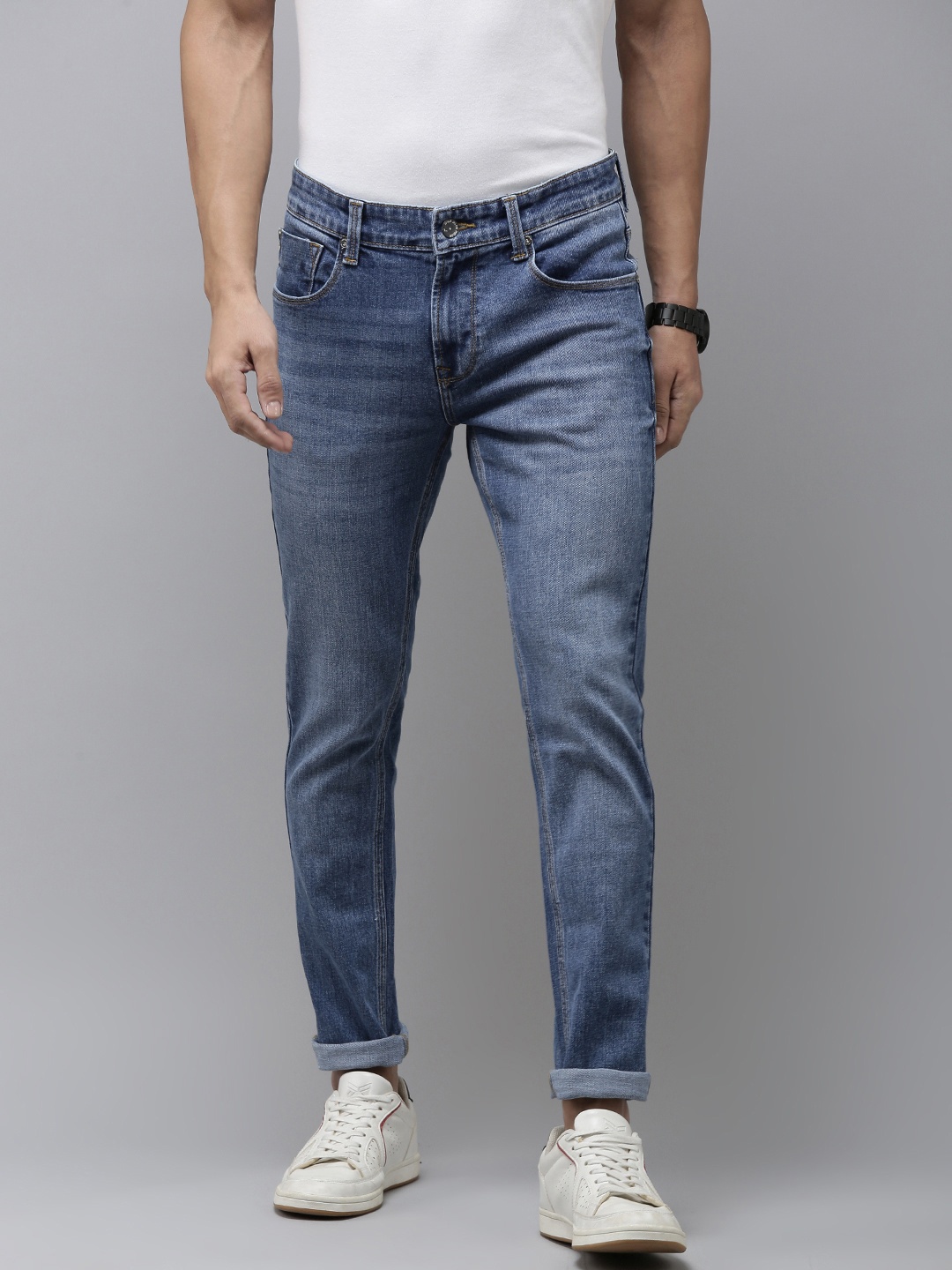 

SPYKAR Men Super Skinny Fit Low-Rise Light Fade Stretchable Jeans, Blue