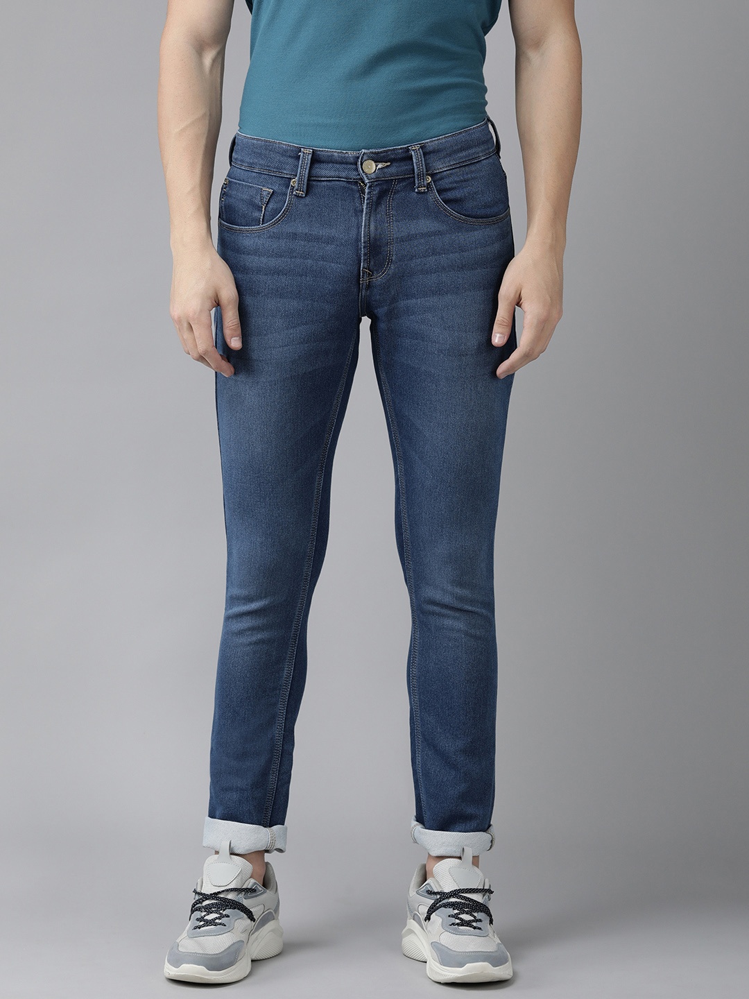 

SPYKAR Men Skinny Fit Low-Rise Light Fade Stretchable Jeans, Blue