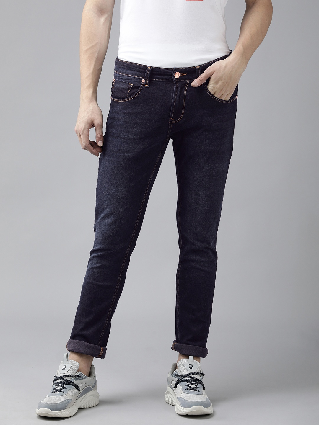 

SPYKAR Men Skinny Fit Low-Rise Light Fade Stretchable Jeans, Blue