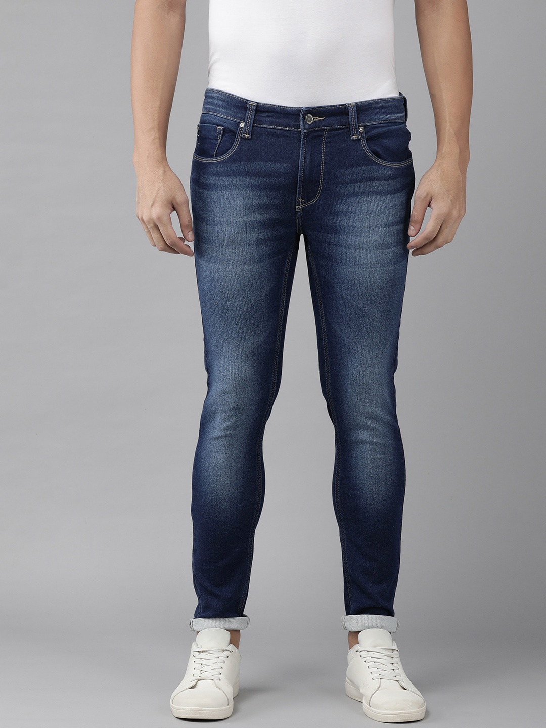 

SPYKAR Men Super Skinny Fit Low-Rise Light Fade Stretchable Jeans, Blue
