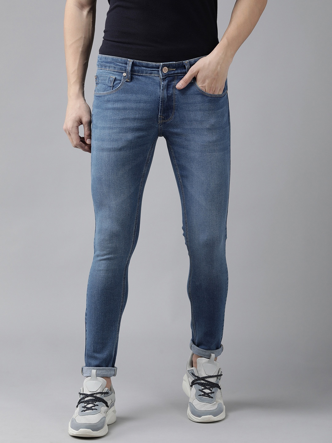 

SPYKAR Men Super Skinny Fit Low-Rise Heavy Fade Stretchable Jeans, Blue