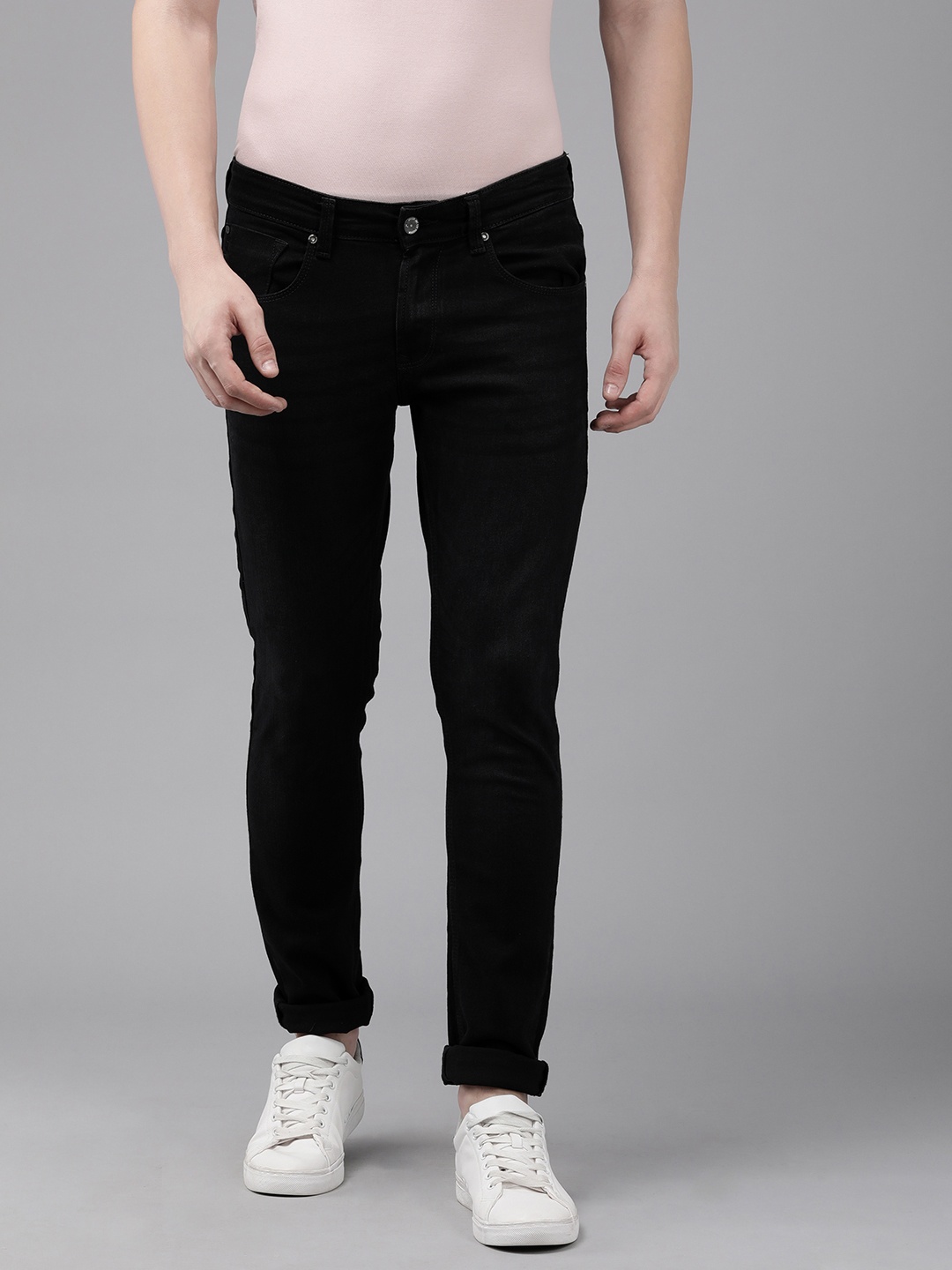 

SPYKAR Men Black Skinny Fit Low-Rise Light Fade Stretchable Jeans