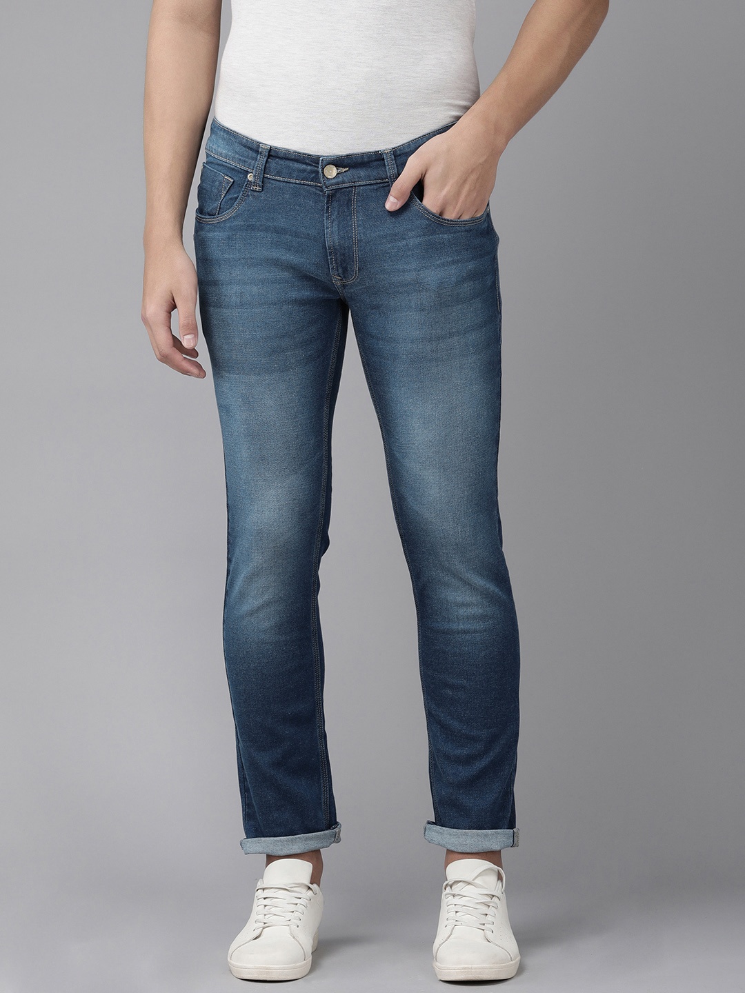 

SPYKAR Men Blue Skinny Slim Fit Low-Rise Light Fade Clean Look Stretchable Jeans