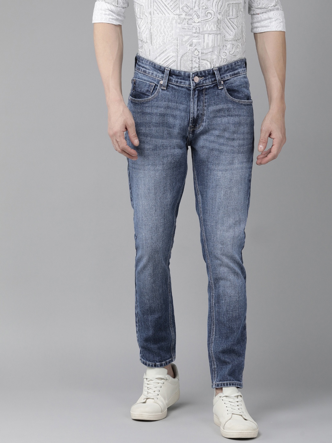 

SPYKAR Men Kano Slim Fit Heavy Fade Stretchable Jeans, Blue