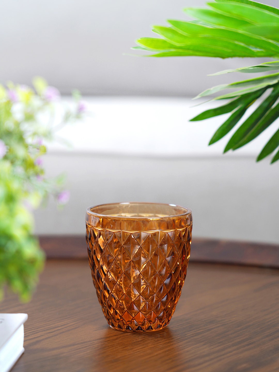 

Pure Home and Living Set Of 6 Brown Ezra Dark Amber Glass Tumbler