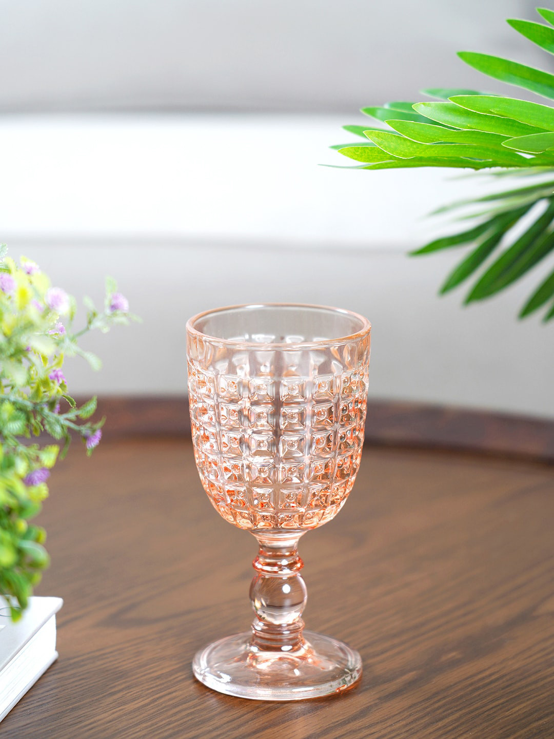 

Pure Home and Living Set of 6 Alma Blush Wine Glasses, Peach