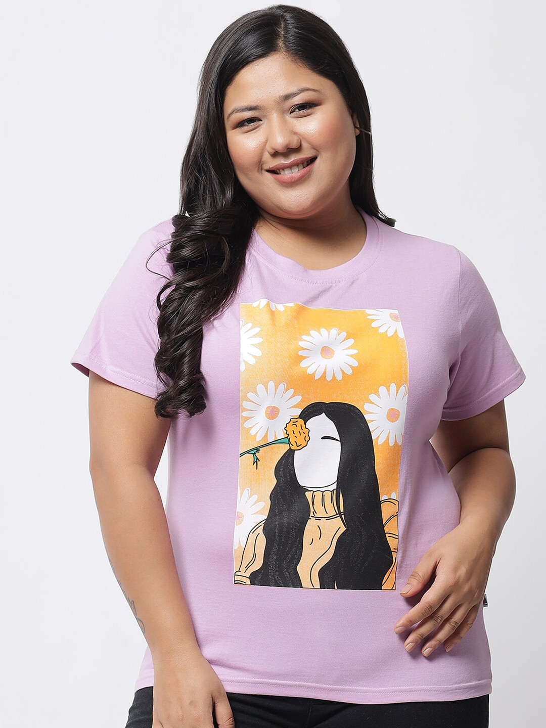 

BEYOUND SIZE - THE DRY STATE Women Lavender Printed T-shirt