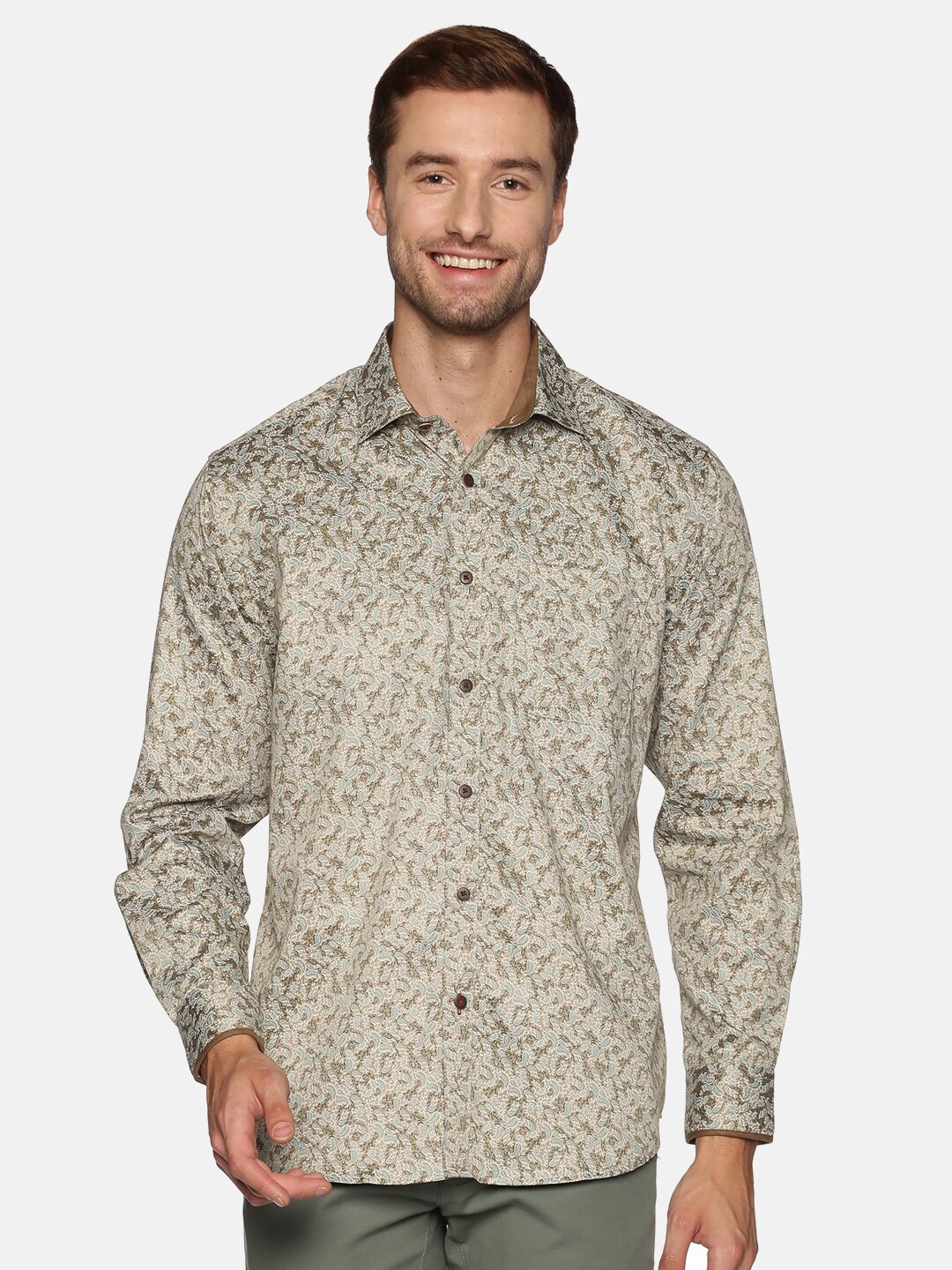 

DON VINO Men Brown & White Relaxed Printed Cotton Party Shirt