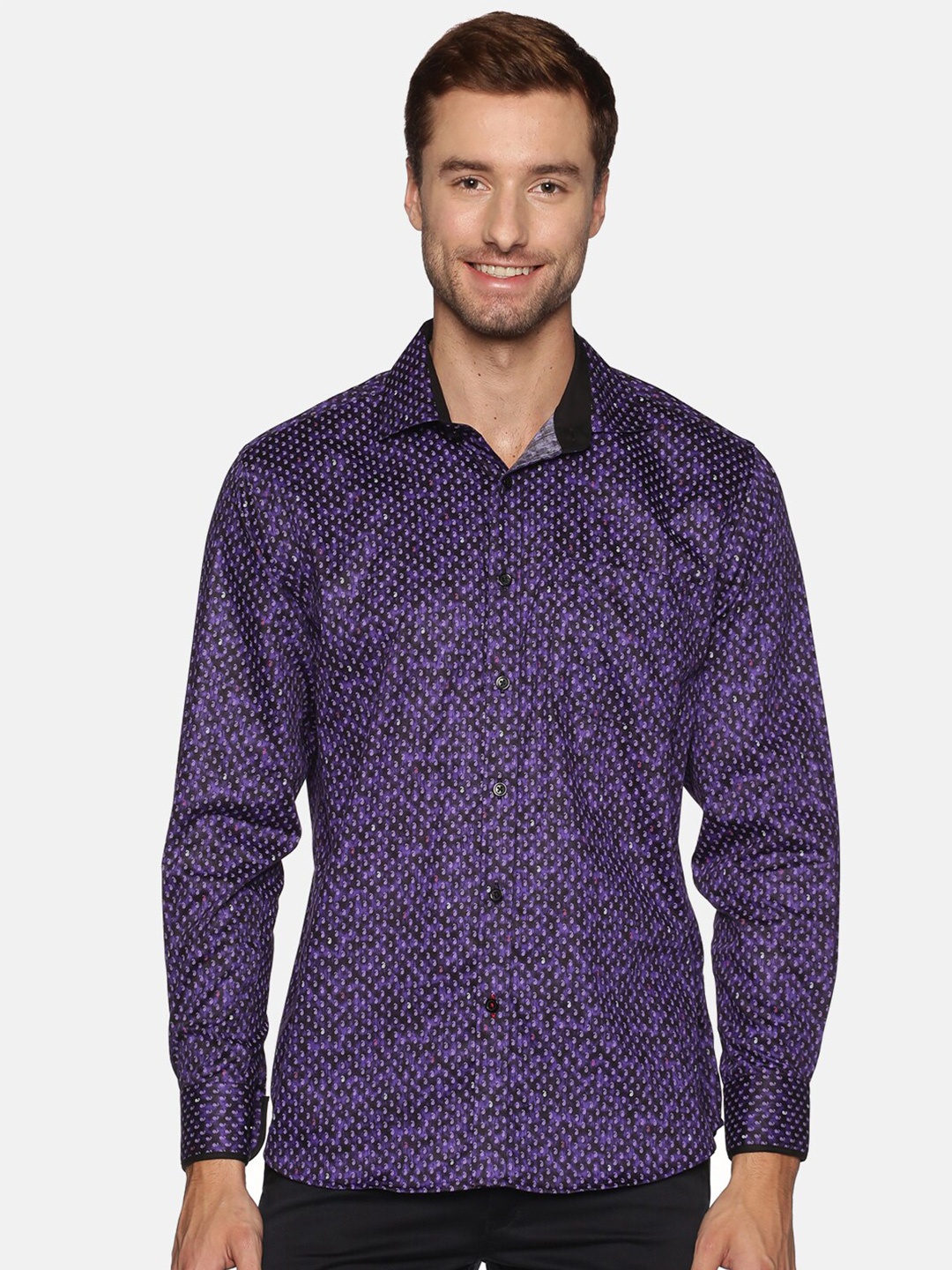 

DON VINO Men Purple Relaxed Floral Printed Cotton Casual Shirt