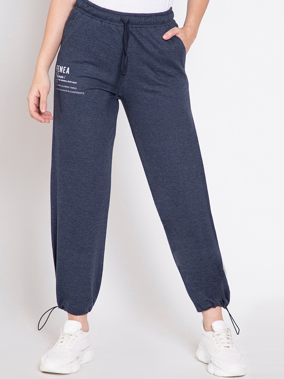 

FEMEA Women Denim Blue Solid Cotton Joggers