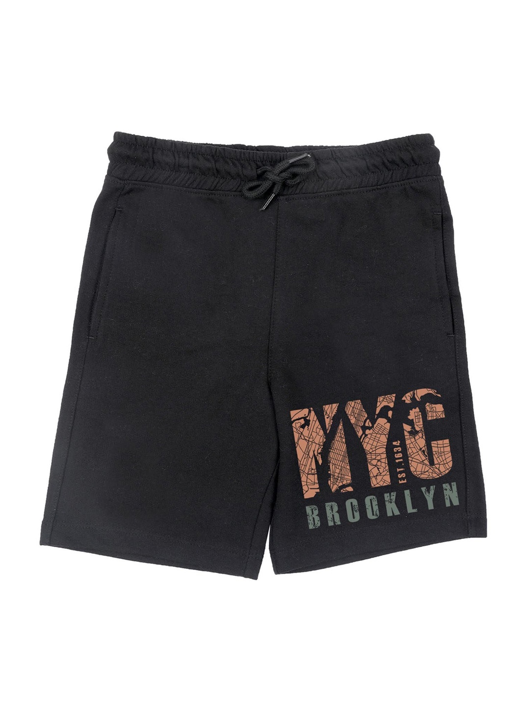 

Wear Your Mind Boys Black Typography Printed Shorts