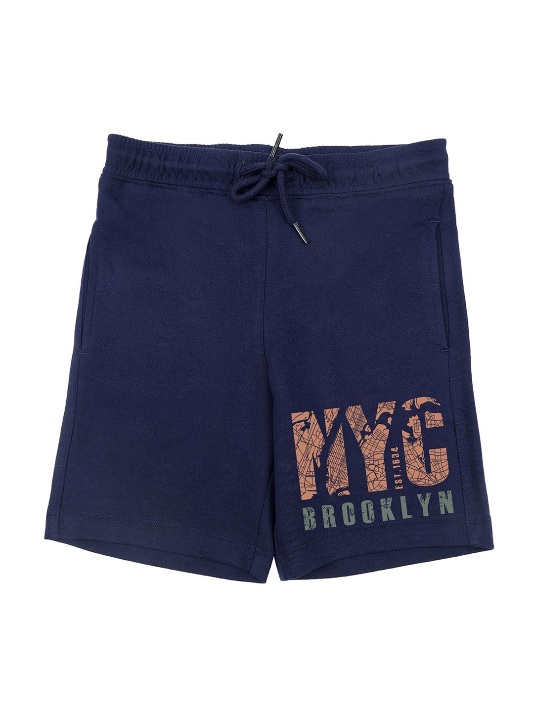

Wear Your Mind Boys Navy Blue Printed Shorts