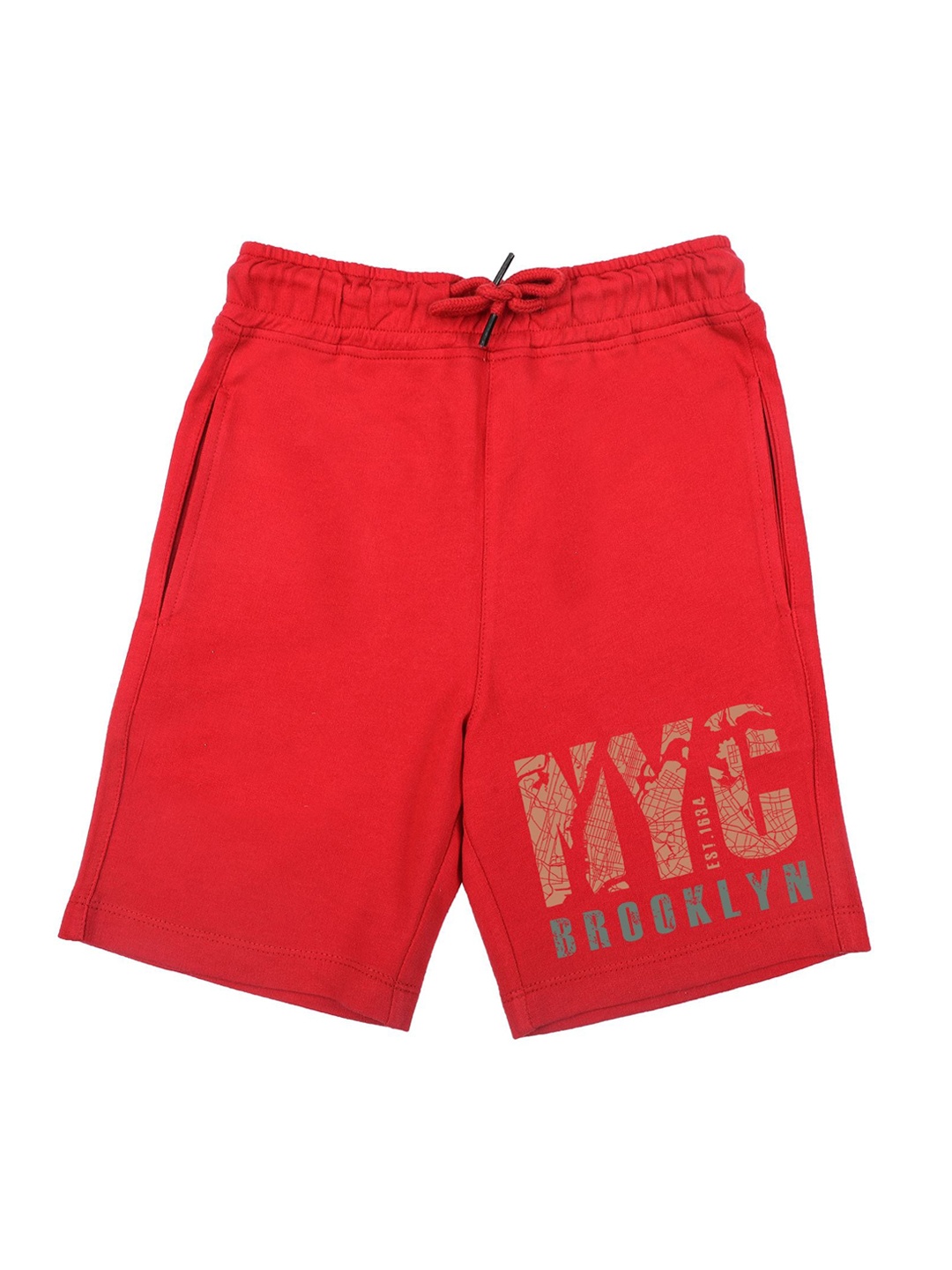 

Wear Your Mind Boys Red Graphic Print Shorts