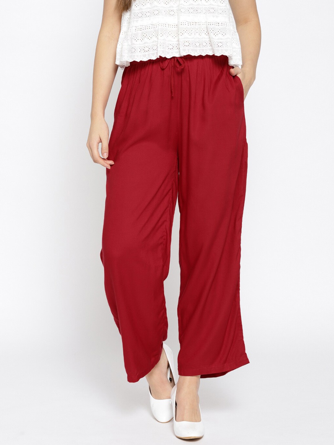

KALINI Women Maroon Solid Palazzos