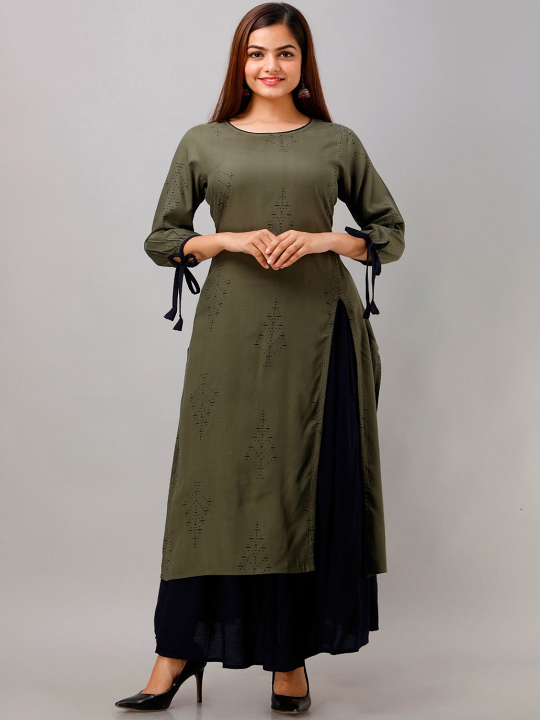 

KALINI Women Green Kurta with Skirt