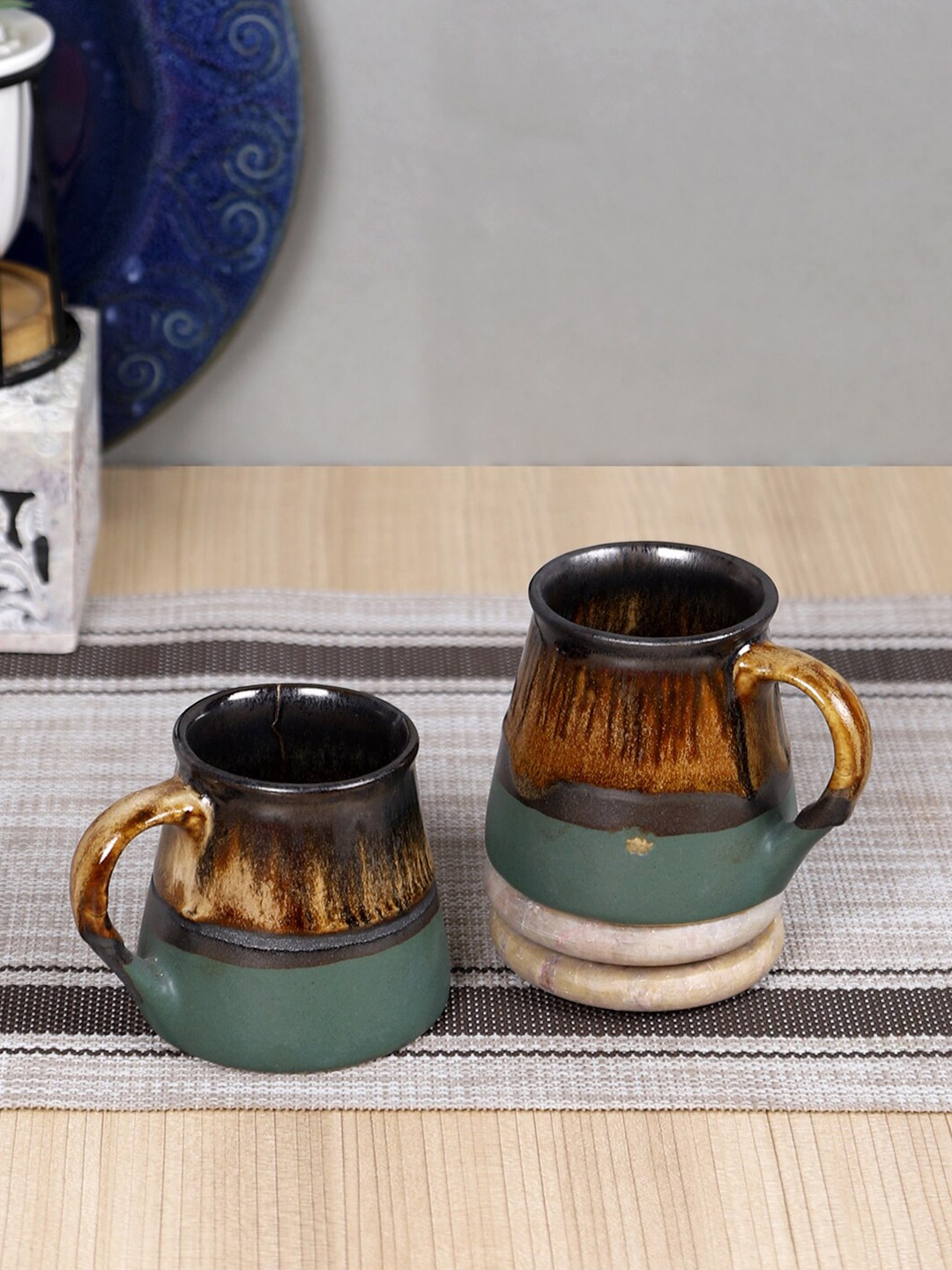 

Aapno Rajasthan Brown & Green Printed Ceramic Matte Cups