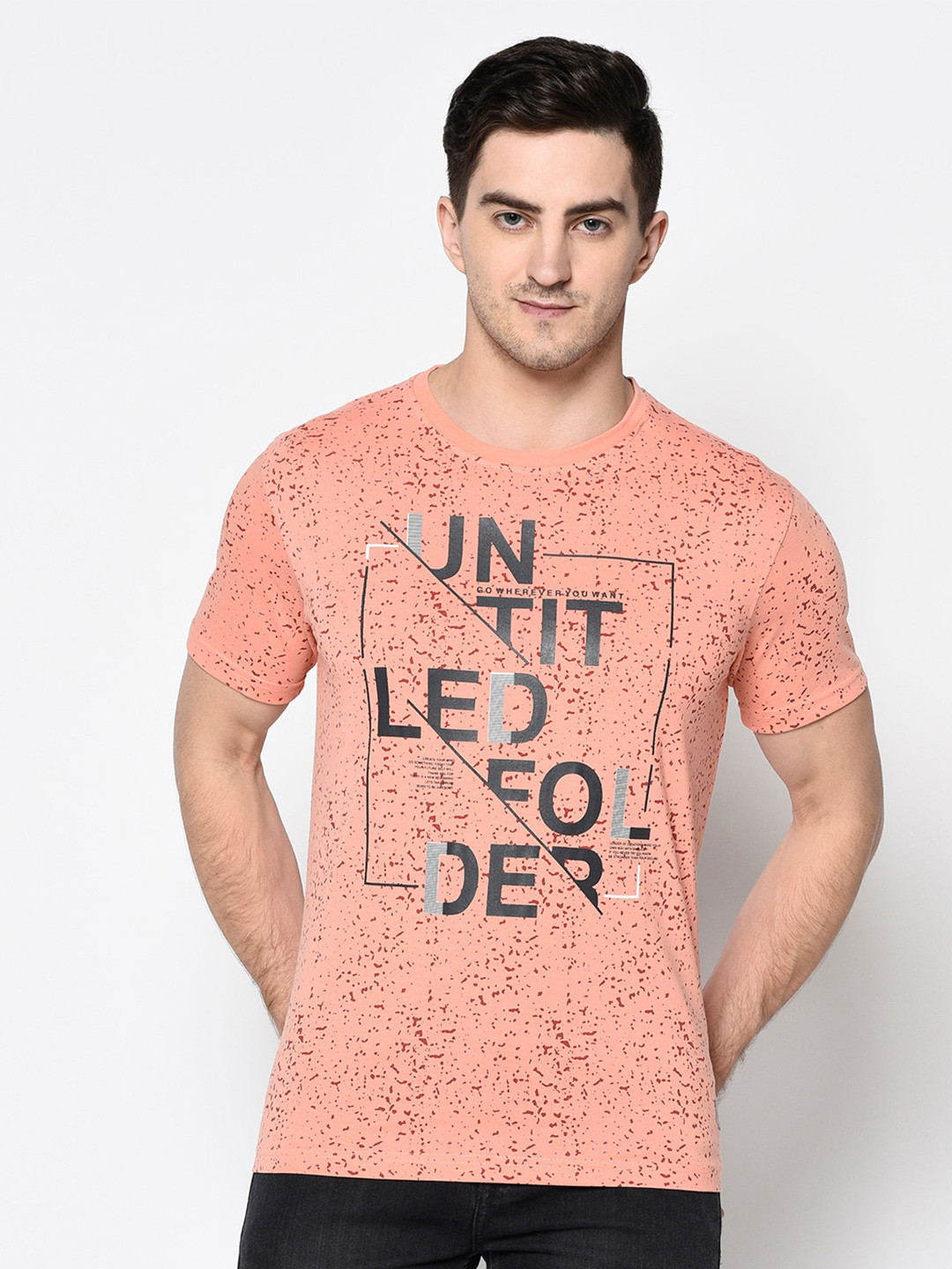 

Duke Men Orange Typography Printed Slim Fit T-shirt