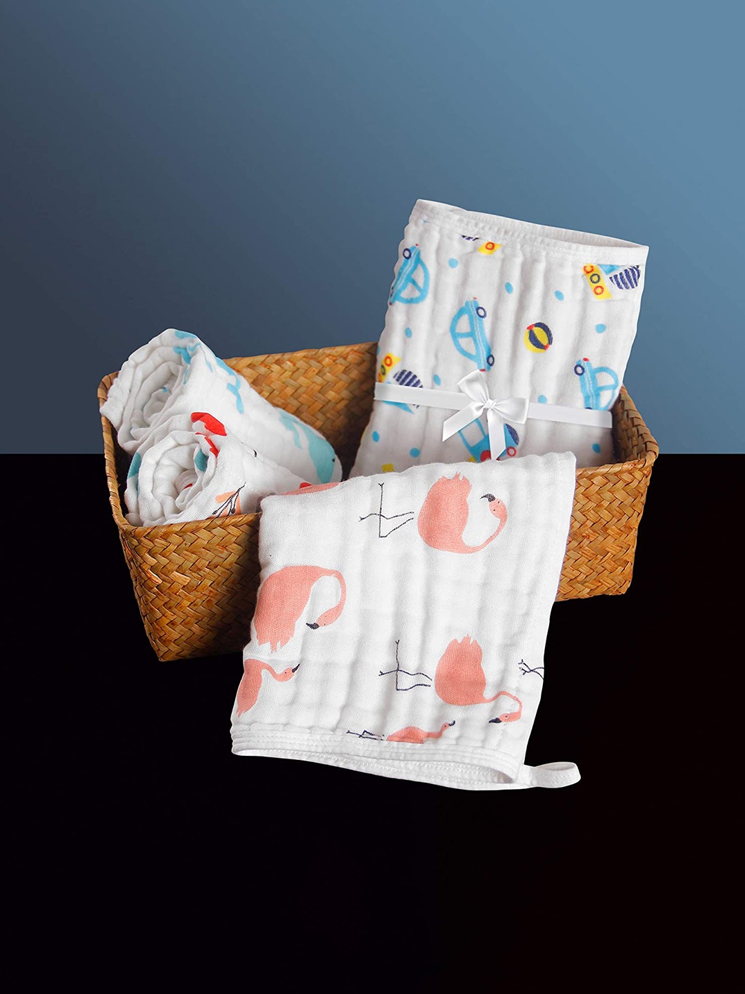 

Moms Home Kids Set Of 3 Printed Organic Cotton Towels, White