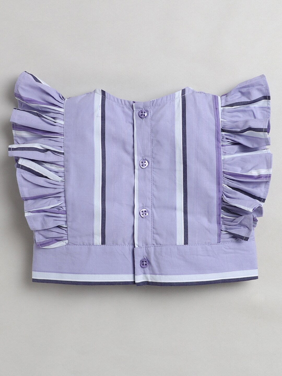

Knitting Doodles Girls Purple Striped Top with Trousers