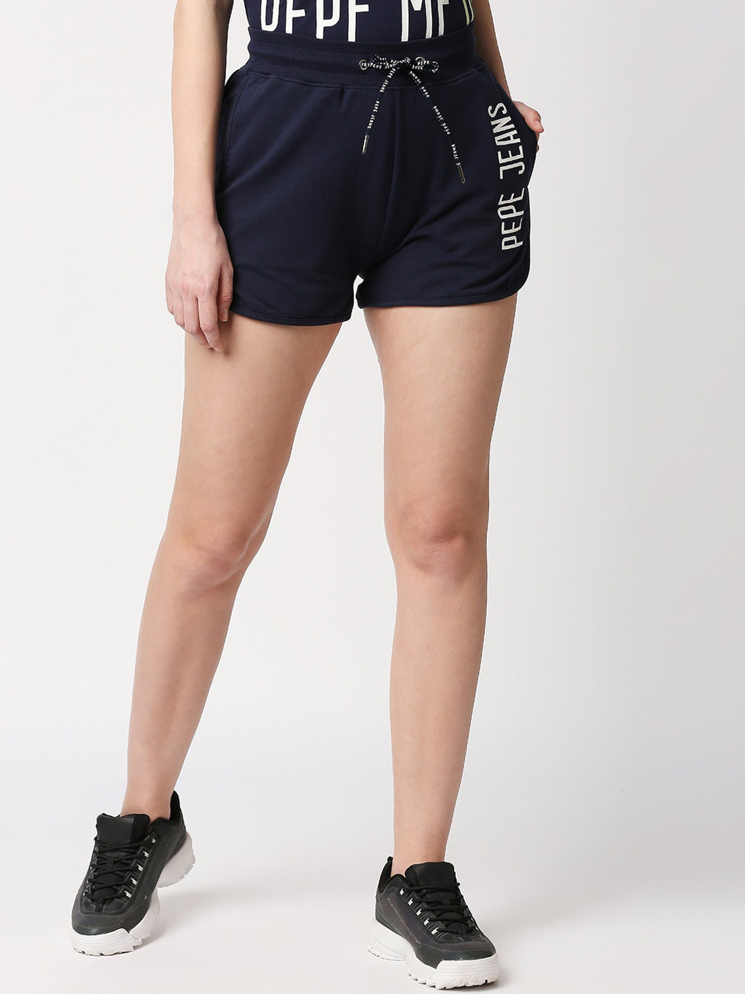 

Pepe Jeans Women Navy Blue Printed Shorts
