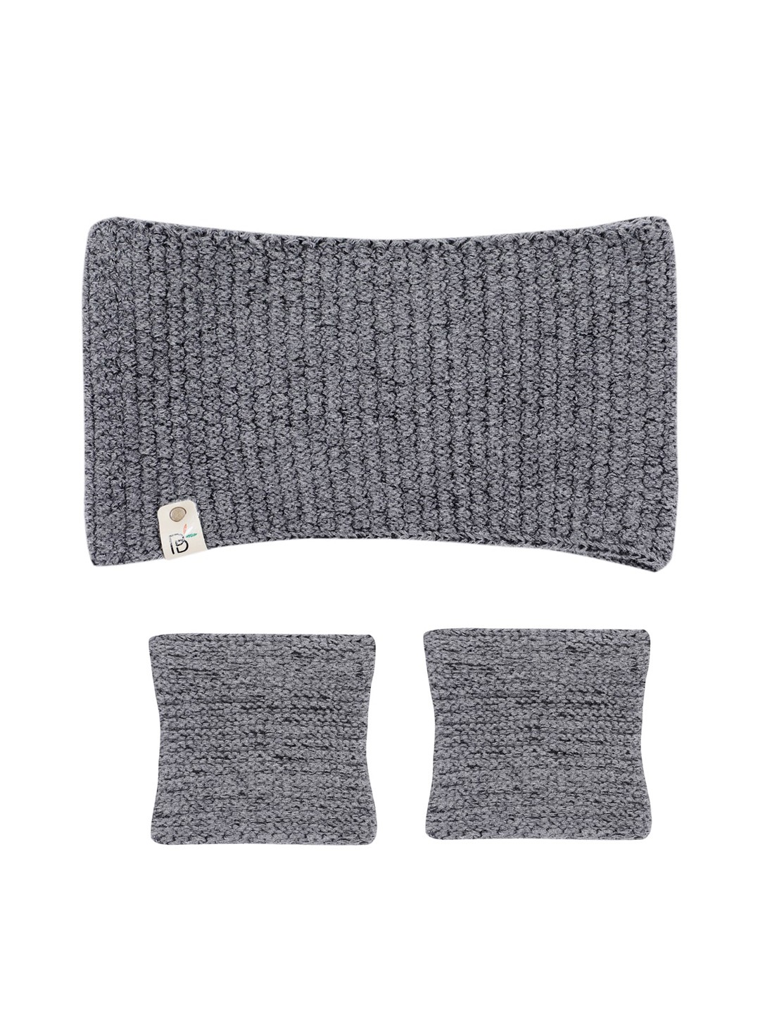 

Bharatasya Set Of 3 Grey Knitted Cotton Headband and Wristbands
