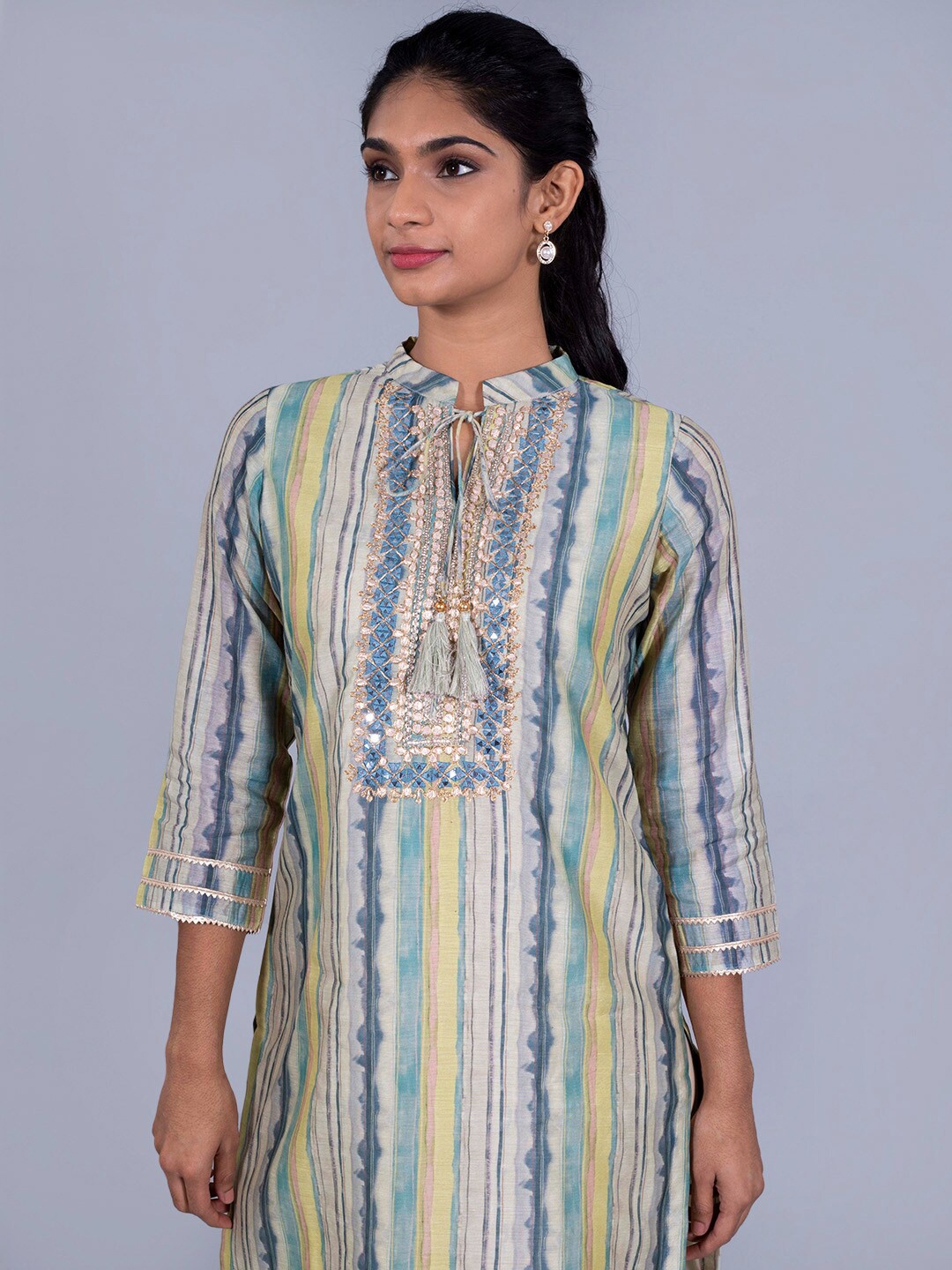 

taruni Green Yoke Design Chanderi Silk Kurti