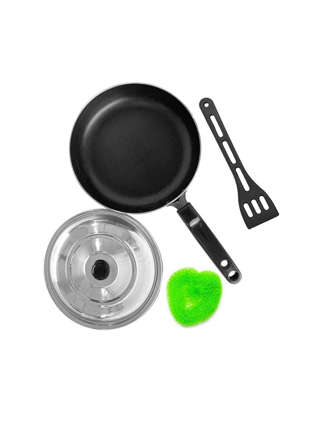 

Eslite Aluminium Non Stick Fry Pan With Lid Scratch Resistant Kitchen Cookware, Black