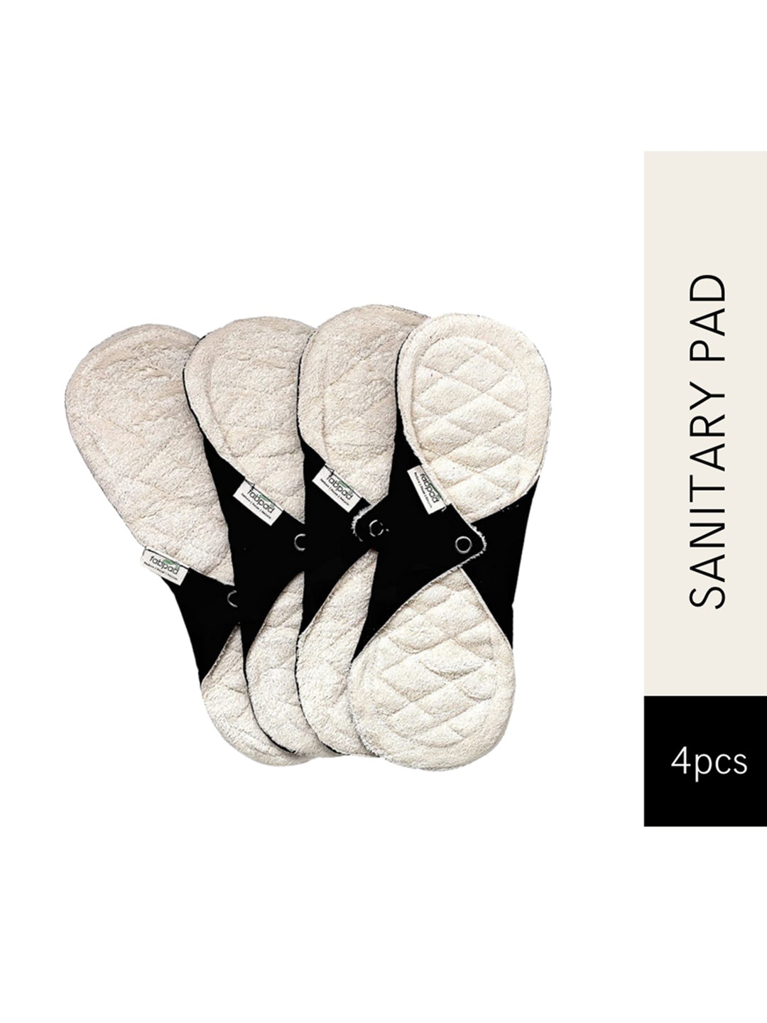 

fabpad Set of 4 Reusable Washable Regular & Maxi Sanitary Cloth Pads Napkins, Off white