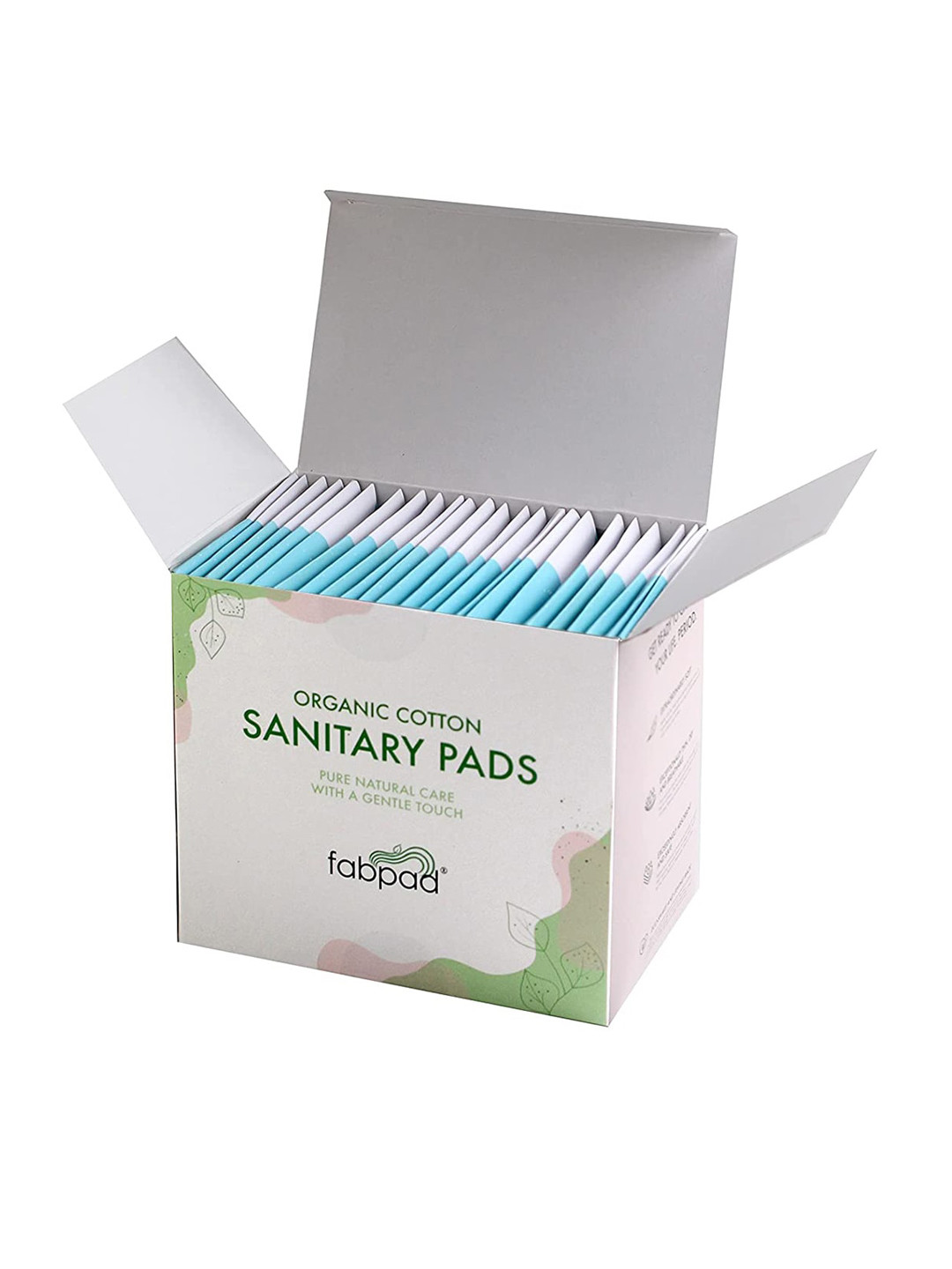 

fabpad Set of 24 Organic Cotton Ultra Thin Light Flow Sanitary Pads with Disposable Cover, White