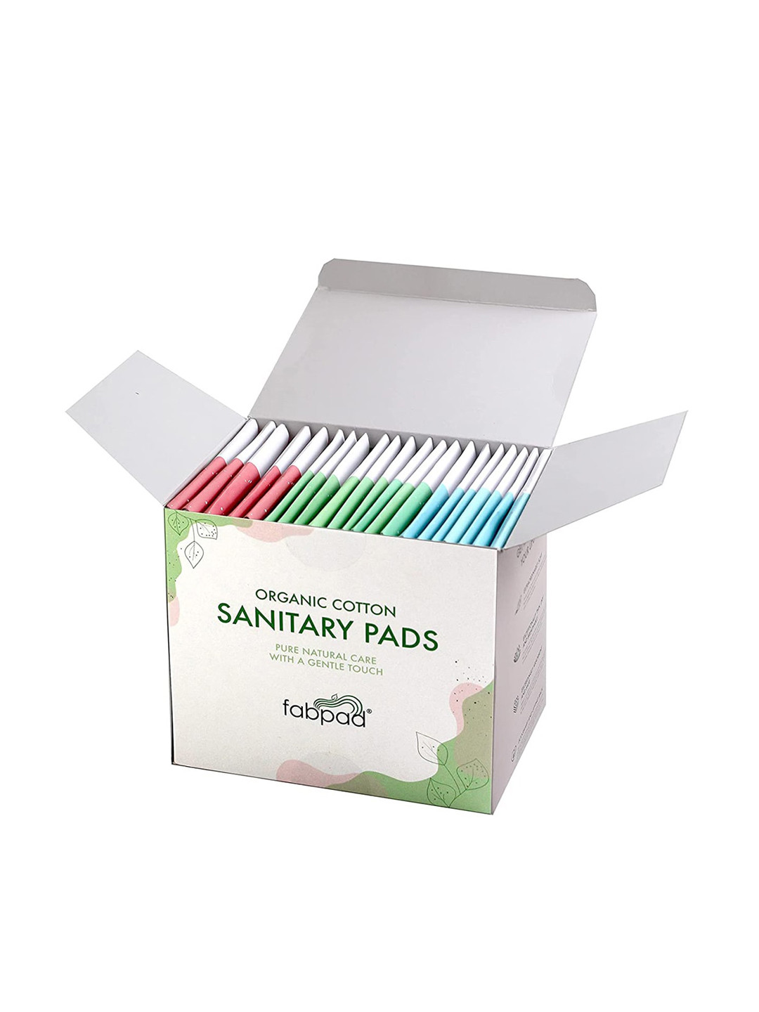 

fabpad Set of 24 Organic Cotton Ultra Thin Sanitary Pads with Disposable Cover, White