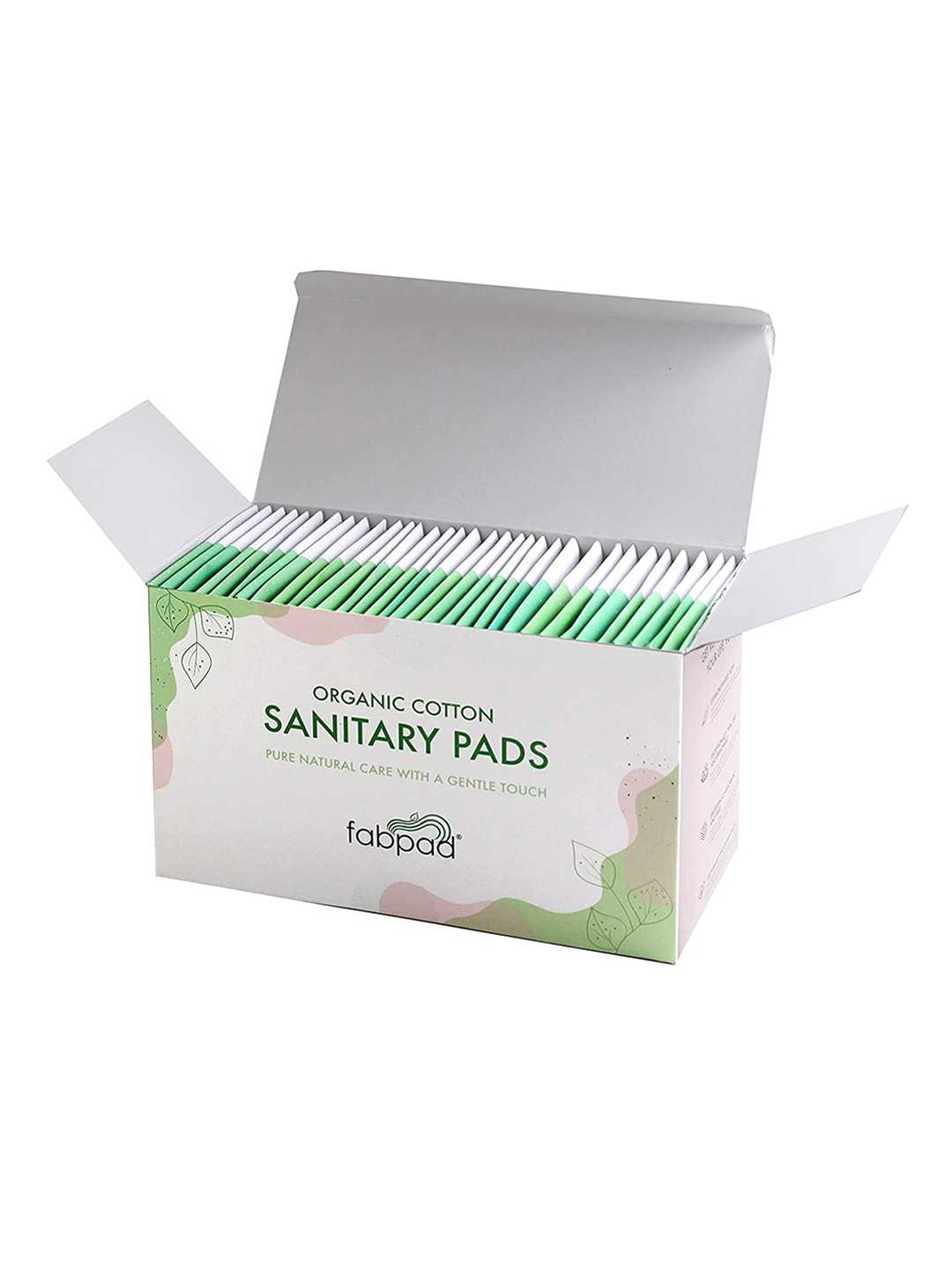 

fabpad Set of 36 Organic Cotton Ultra Thin Medium Flow Sanitary Pads with Disposable Cover, White