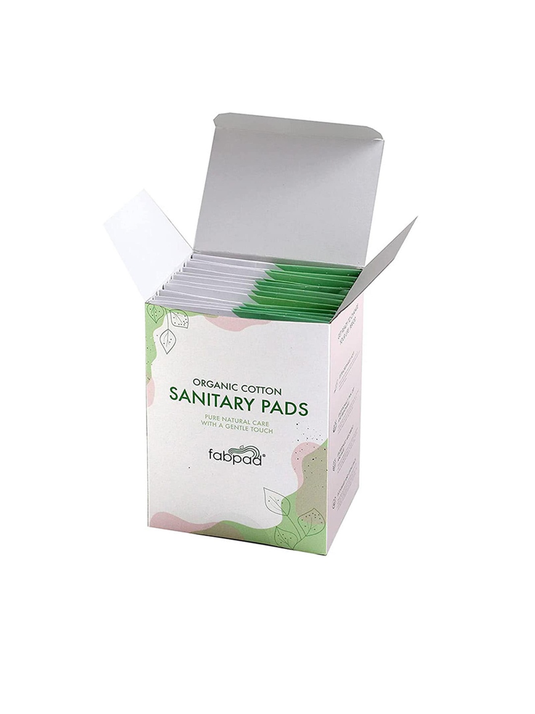 

fabpad Set of 12 Organic Cotton Ultra Thin Medium Flow Sanitary Pads with Disposable Cover, White