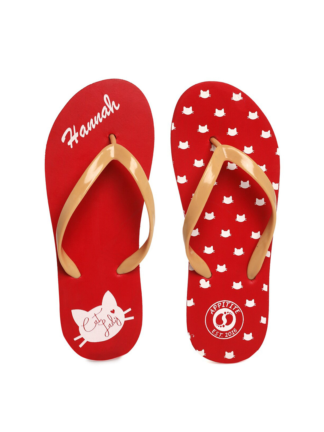 

APPITITE Women Red & White Printed Rubber Slip-On