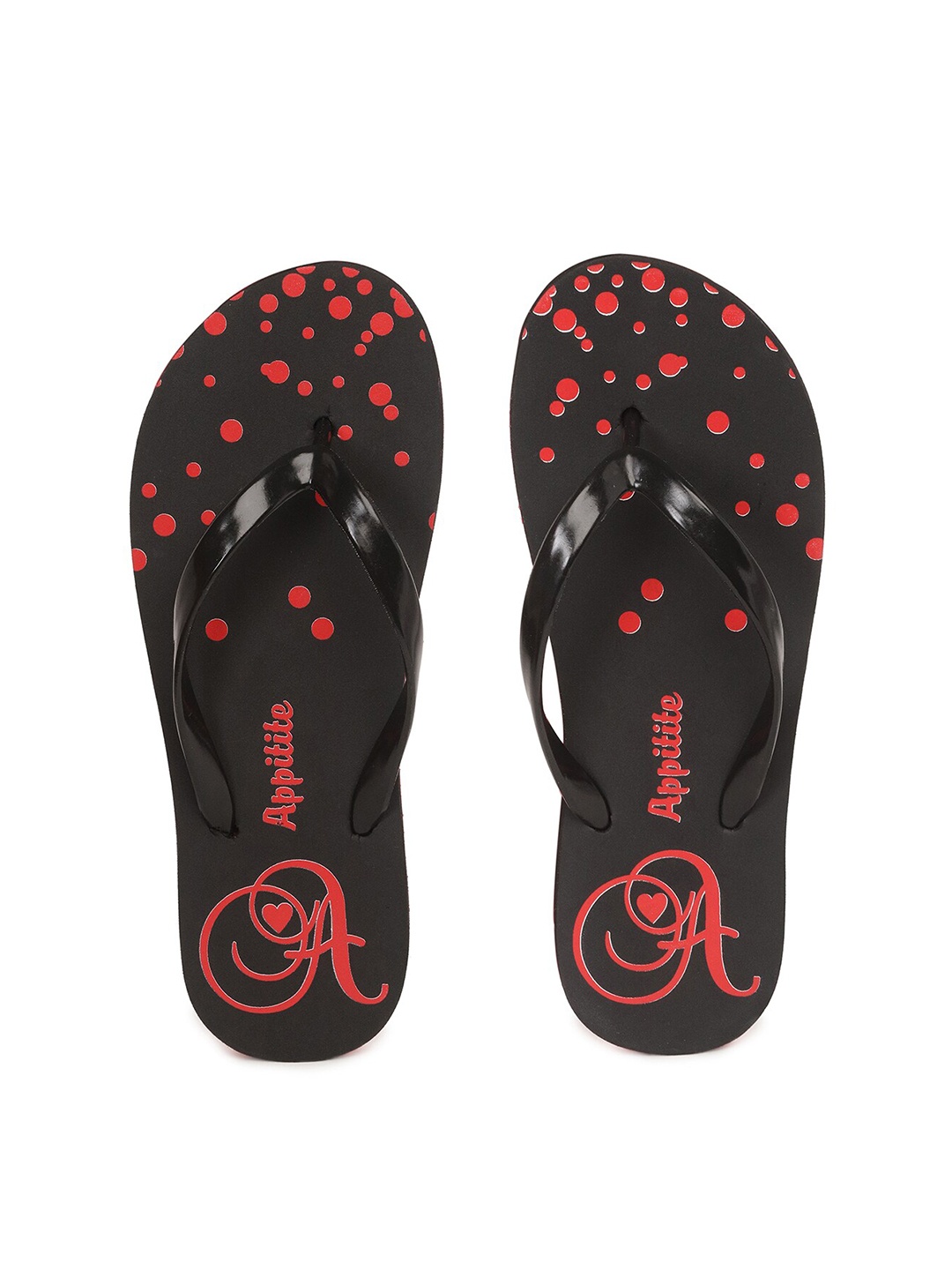 

APPITITE Women Black & Red Printed Rubber Slip-On