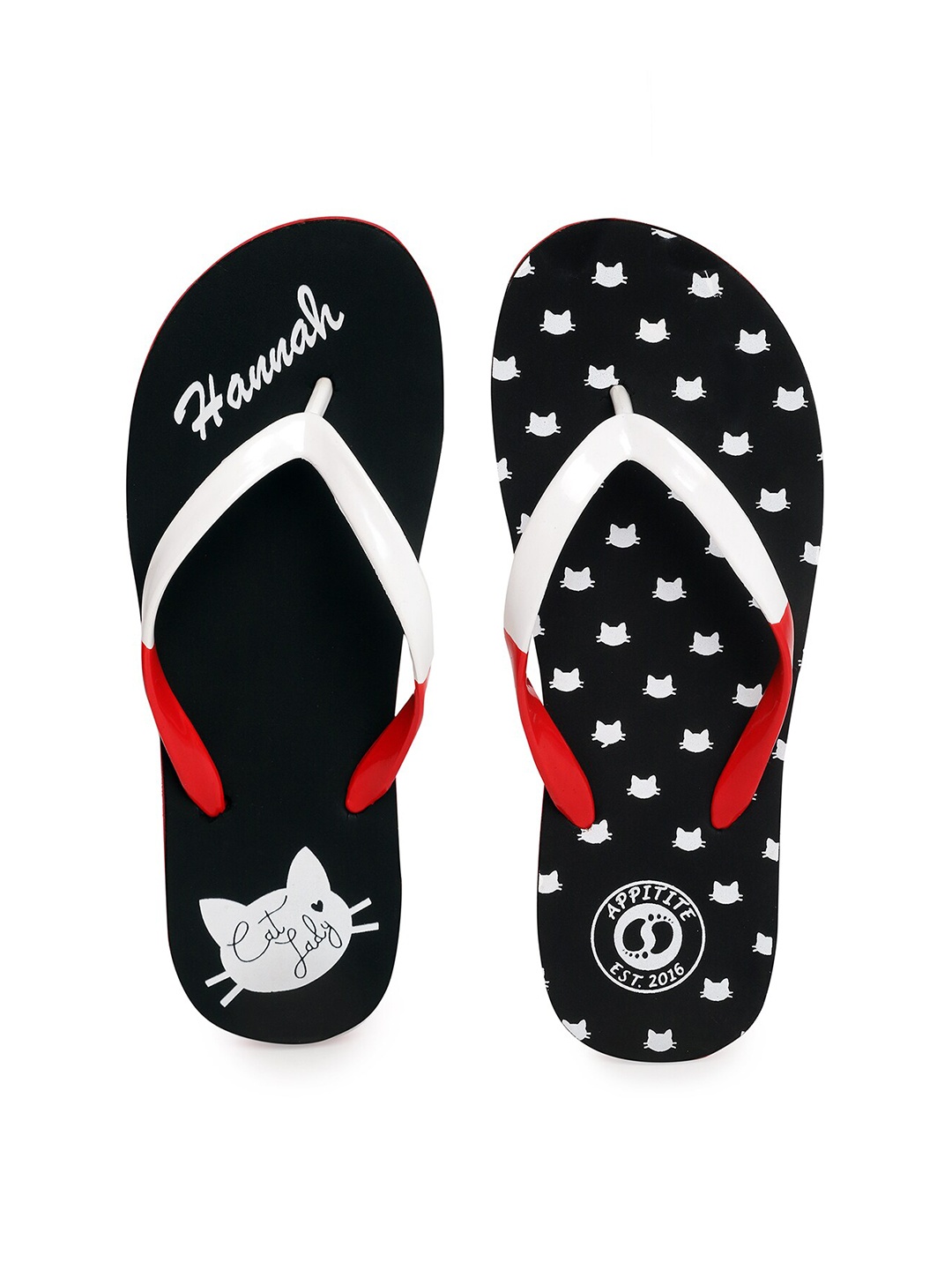 

APPITITE Women Black & White Printed Rubber Thong Flip-Flops