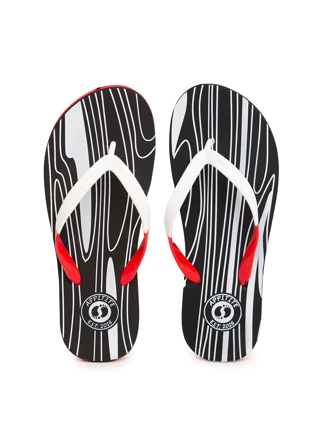 

APPITITE Women Black & White Printed Rubber Thong Flip-Flops