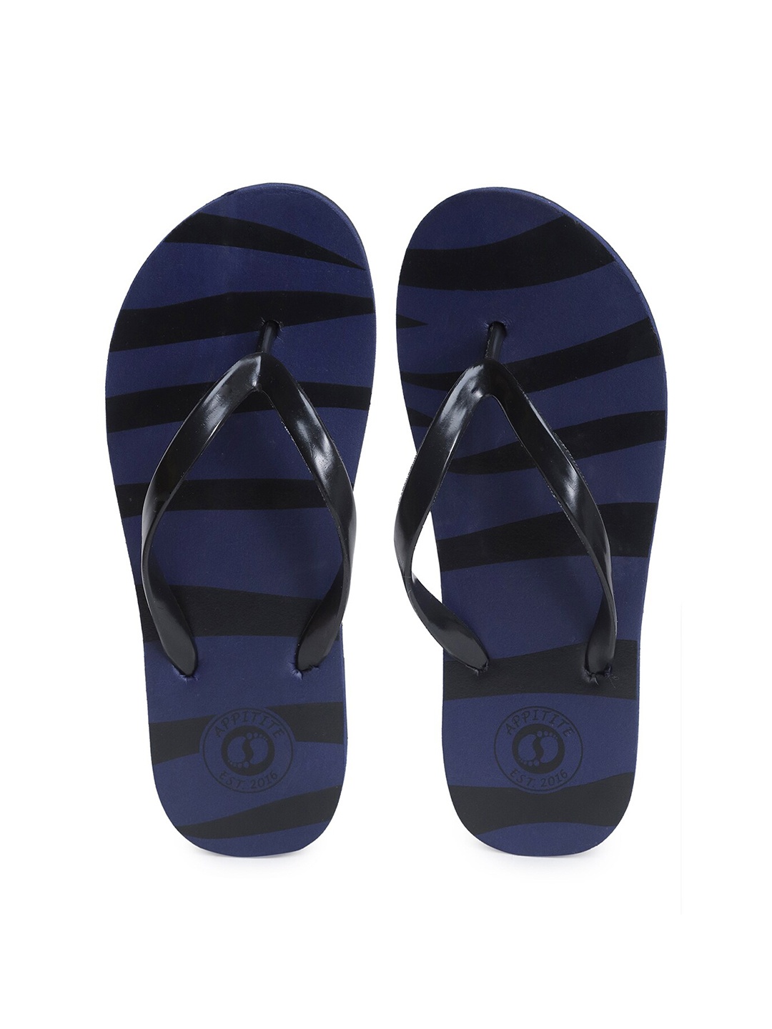 

APPITITE Women Blue & Black Printed Rubber Slip-On