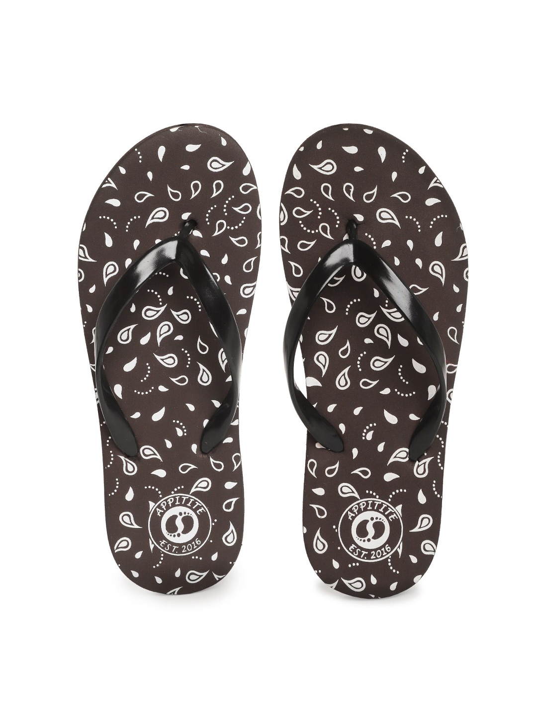 

APPITITE Women Brown & Black Printed Rubber Thong Flip-Flops