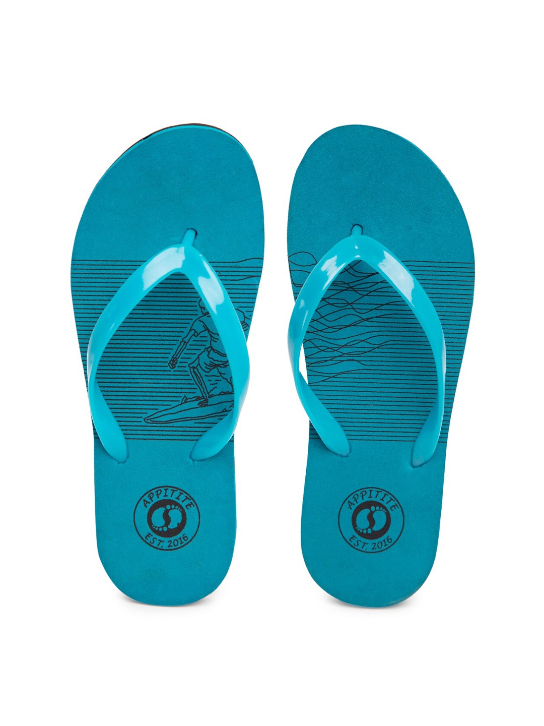 

APPITITE Women Blue & Black Printed Rubber Slip-On