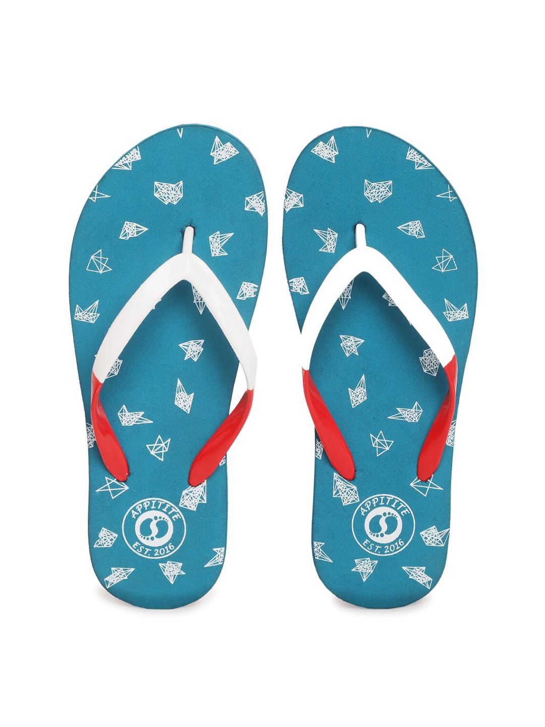 

APPITITE Women Blue & White Printed Rubber Thong Flip-Flops