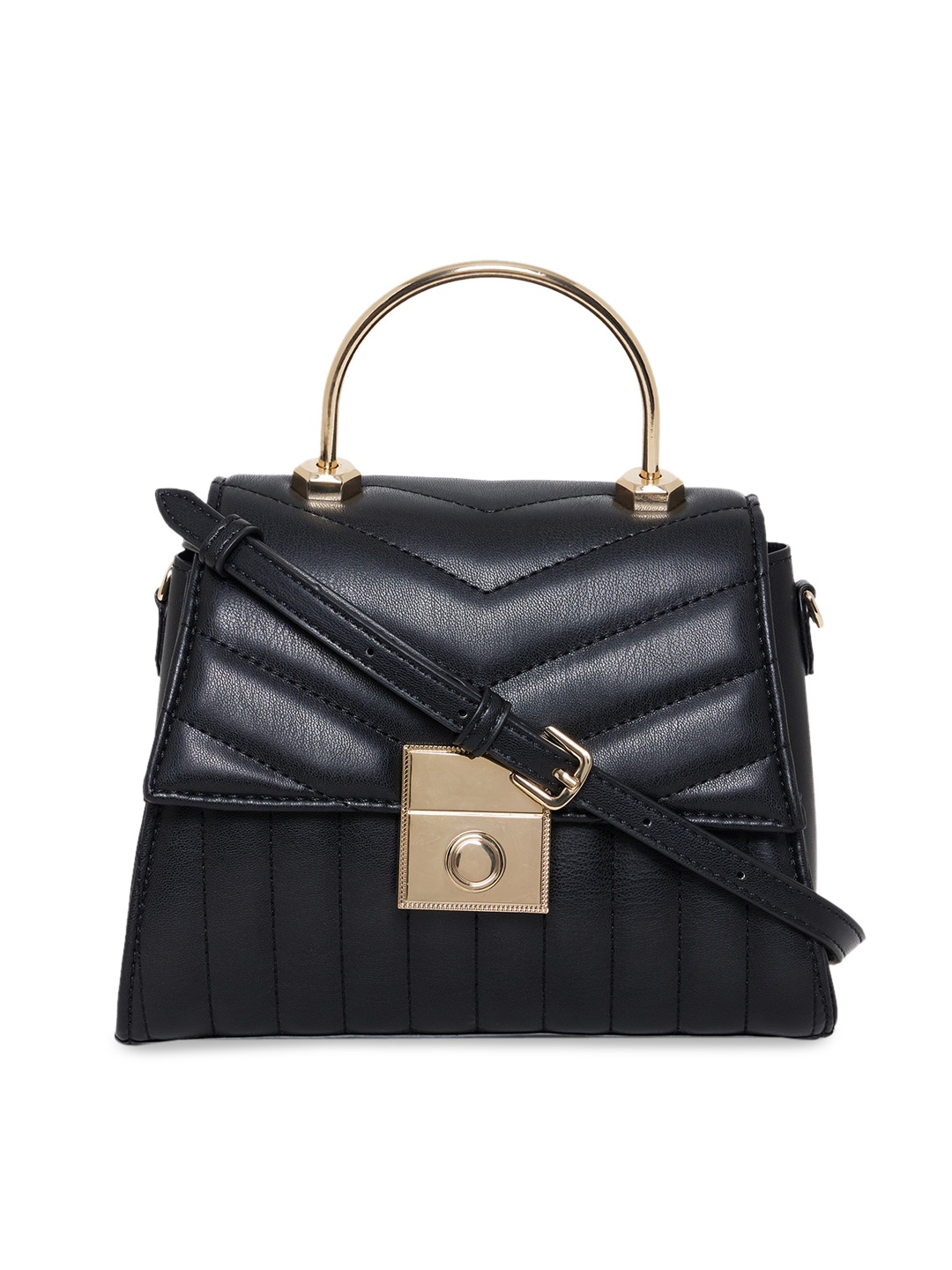 

Call It Spring Black Textured Structured Satchel