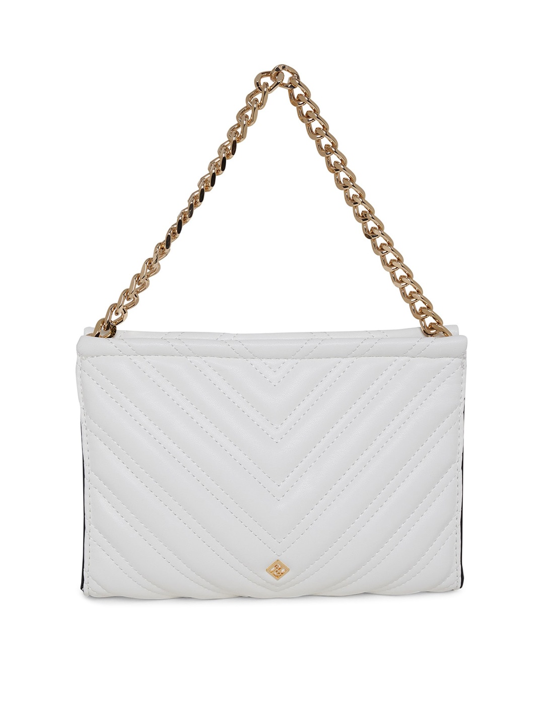 

Call It Spring White Textured Structured Shoulder Bag with Quilted